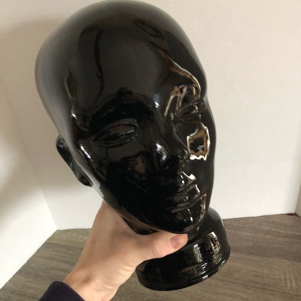 Vtg Black Glass Mannequin Head - Picture 15 of 15